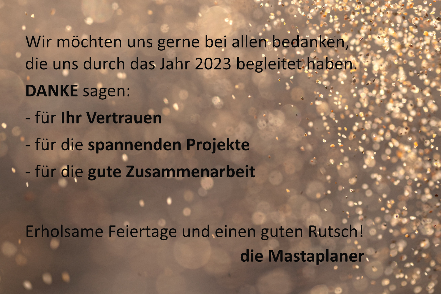 Frohe Weihnachten und einen guten Rutsch ins Jahr 2024 - Mastaplan GmbH